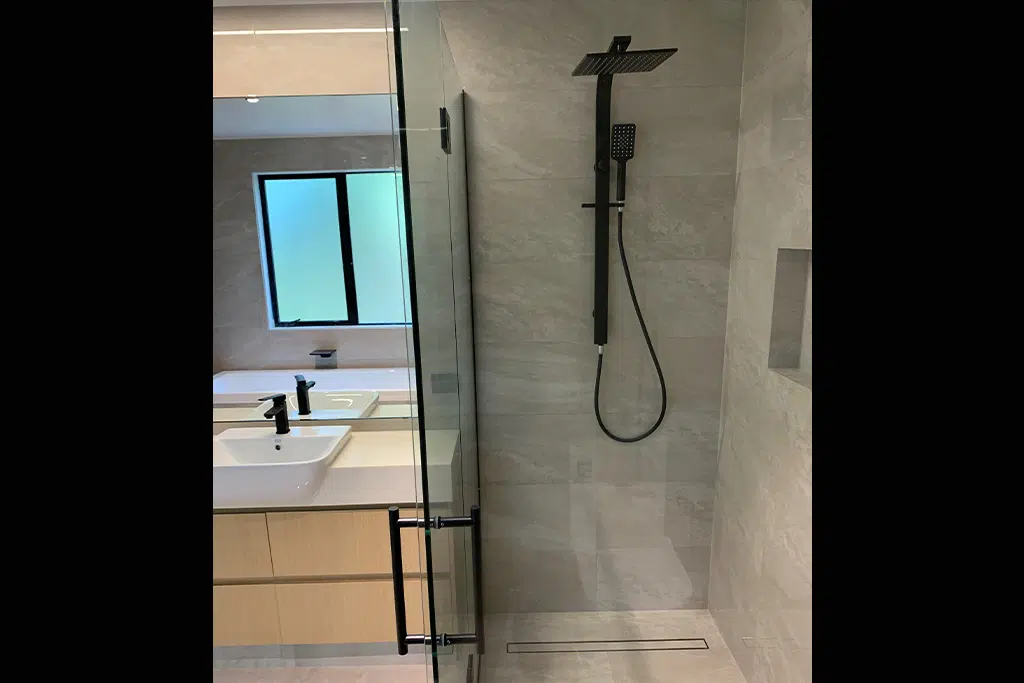 waterproofed shower system