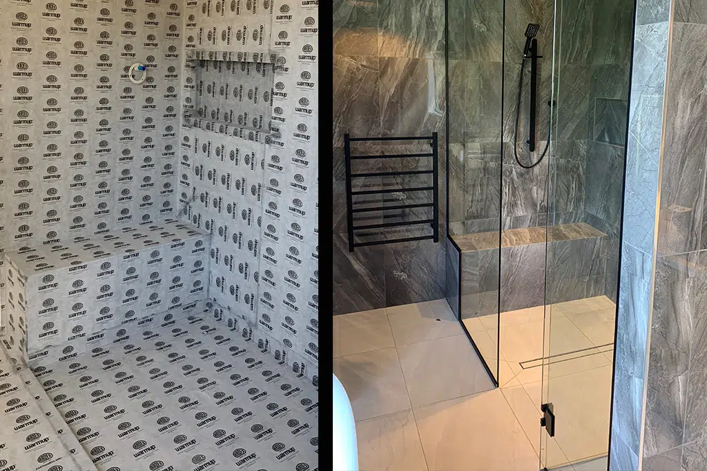 waterproofed shower system