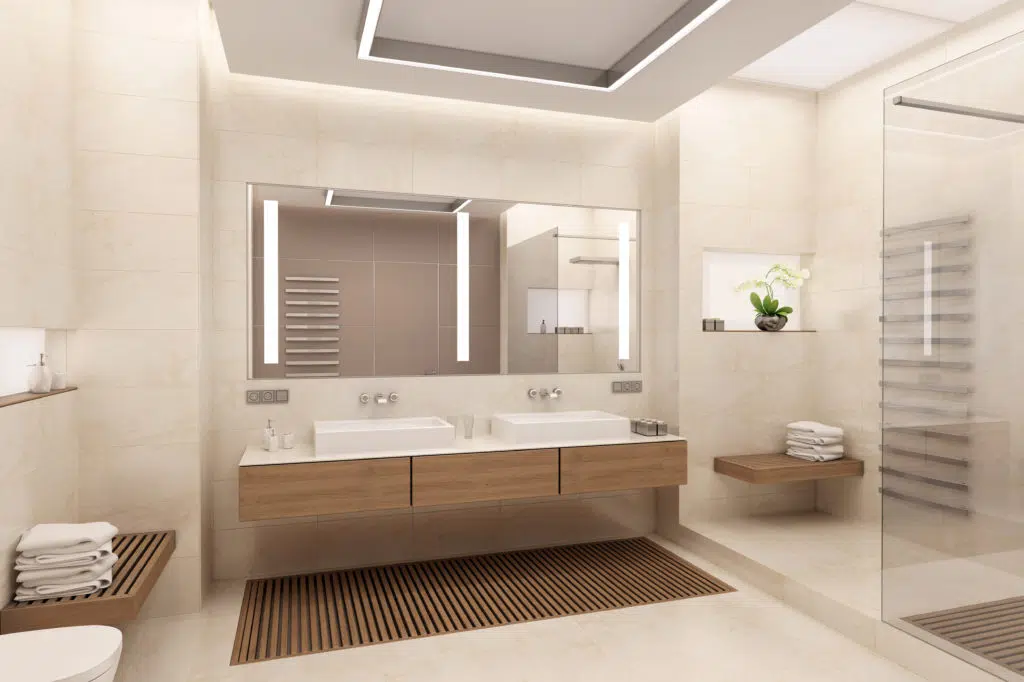 waterproofed shower system